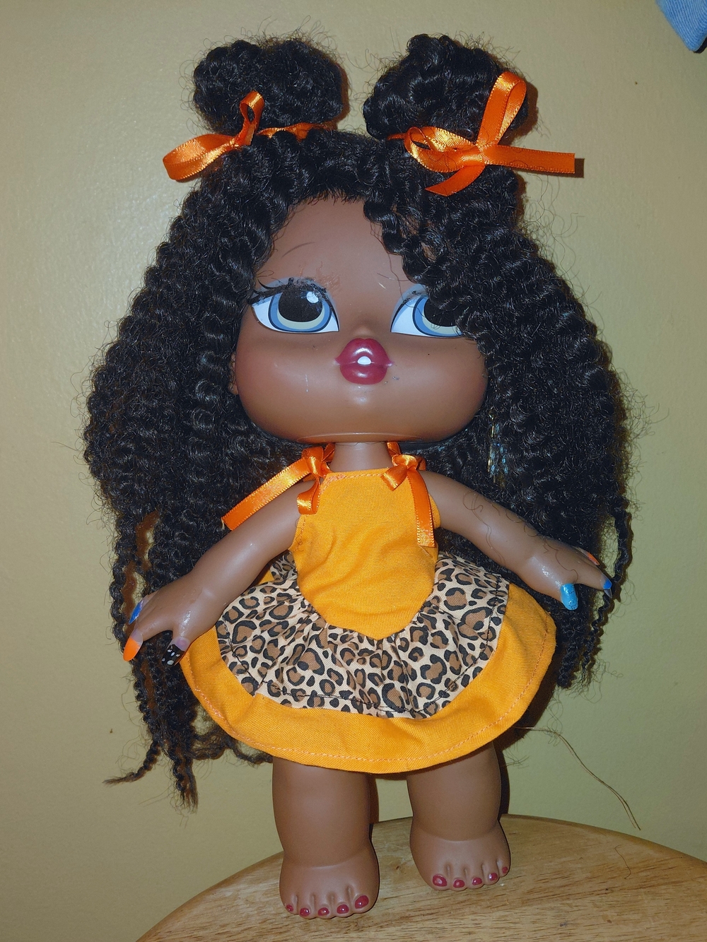 Orange Leopard-Print Fashion Doll for Kids
